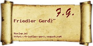 Friedler Gerő névjegykártya